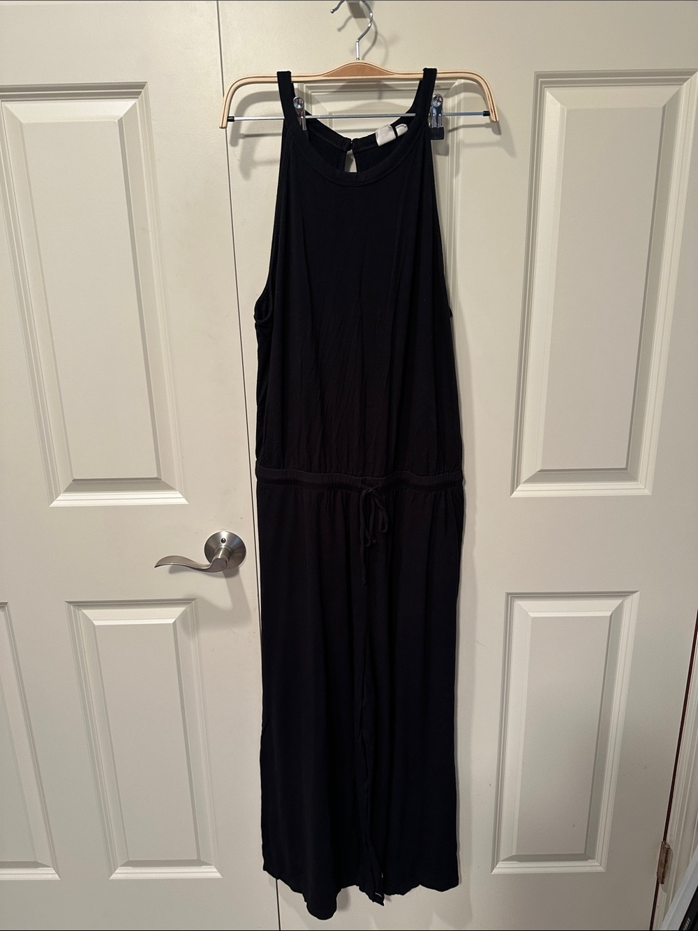 GAP Black Sleeveless Drawstring-Waist Jumpsuit